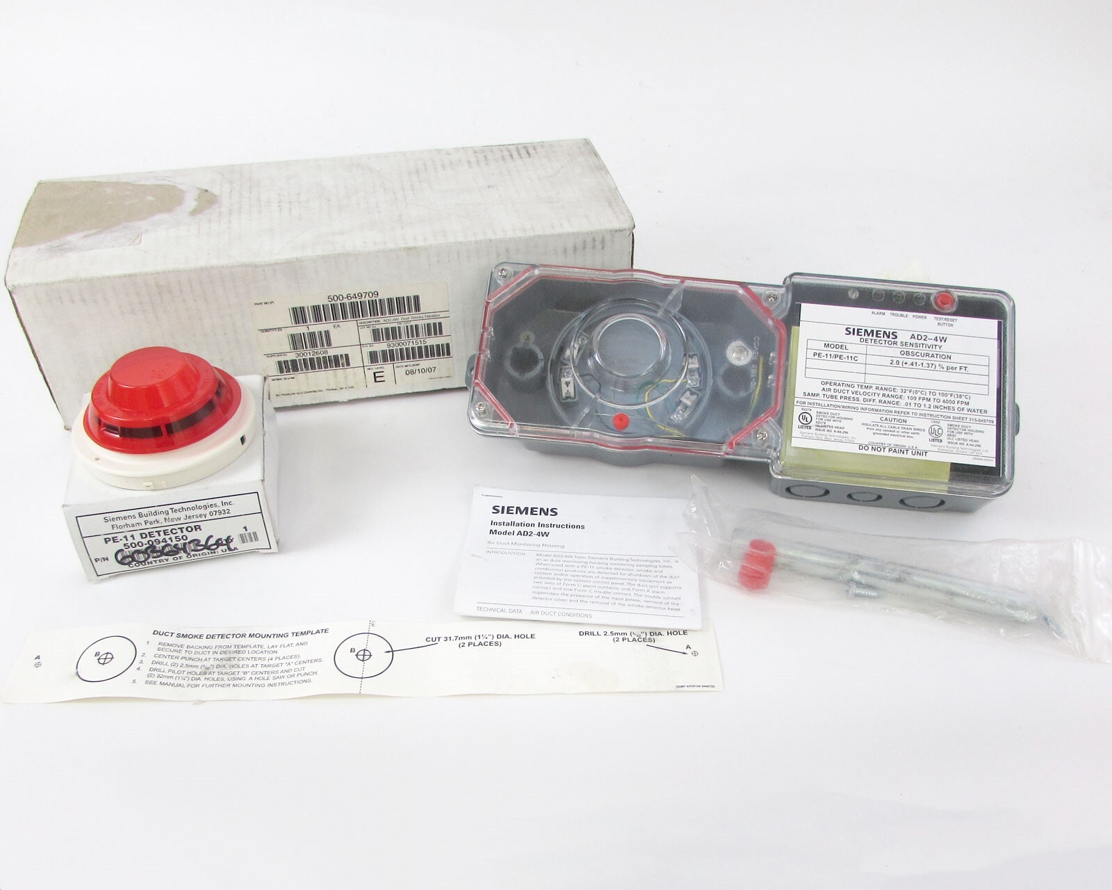 Siemens AD2-4W Duct Smoke Detector 500-649709 *New In Box*