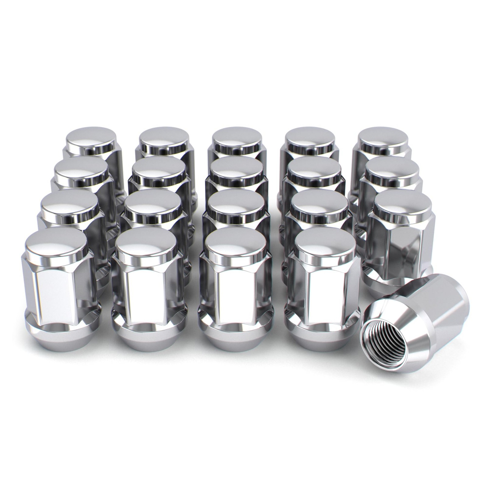 White Knight M12x1.50 Solid Piece Bulge Acorn Lug Nuts (NO Cap) for Select Af...