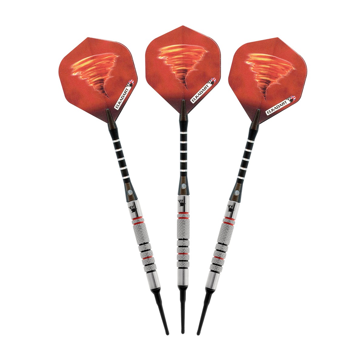 Tornado Tungsten Soft Tip Dart Set 3 Red/4 Black Rings 18 Gm