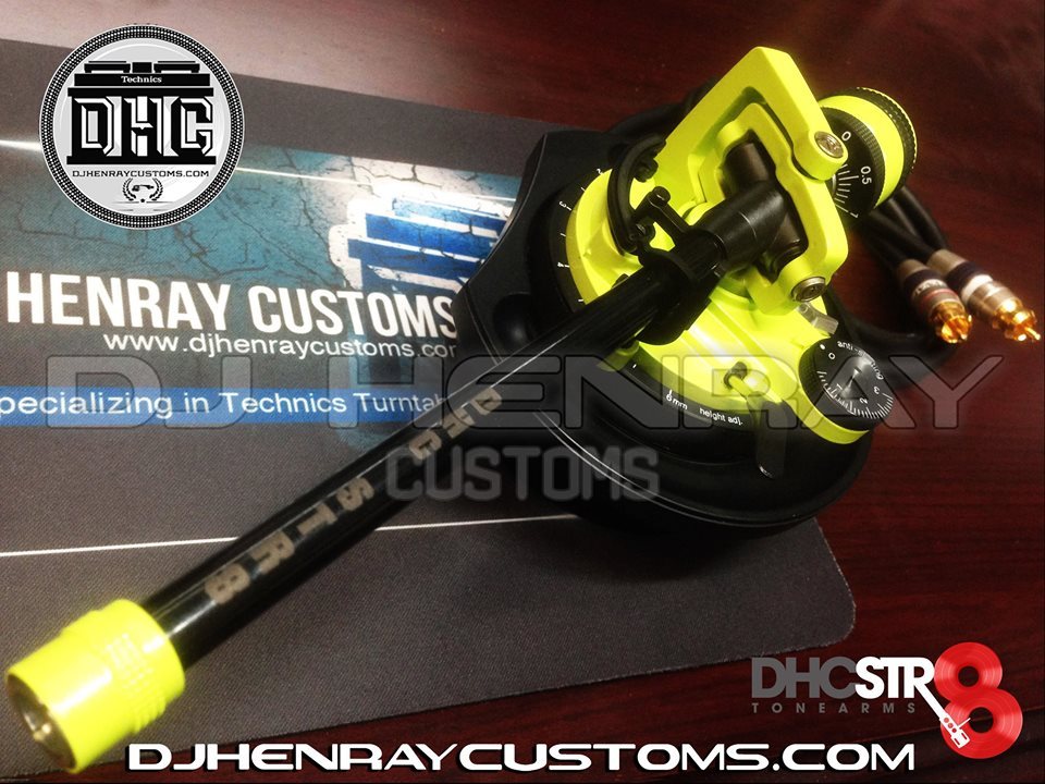 DHC STR8 TONE ARM Assembly Technic 1200 black/yellowgreen 24kt gld rcas int grnd