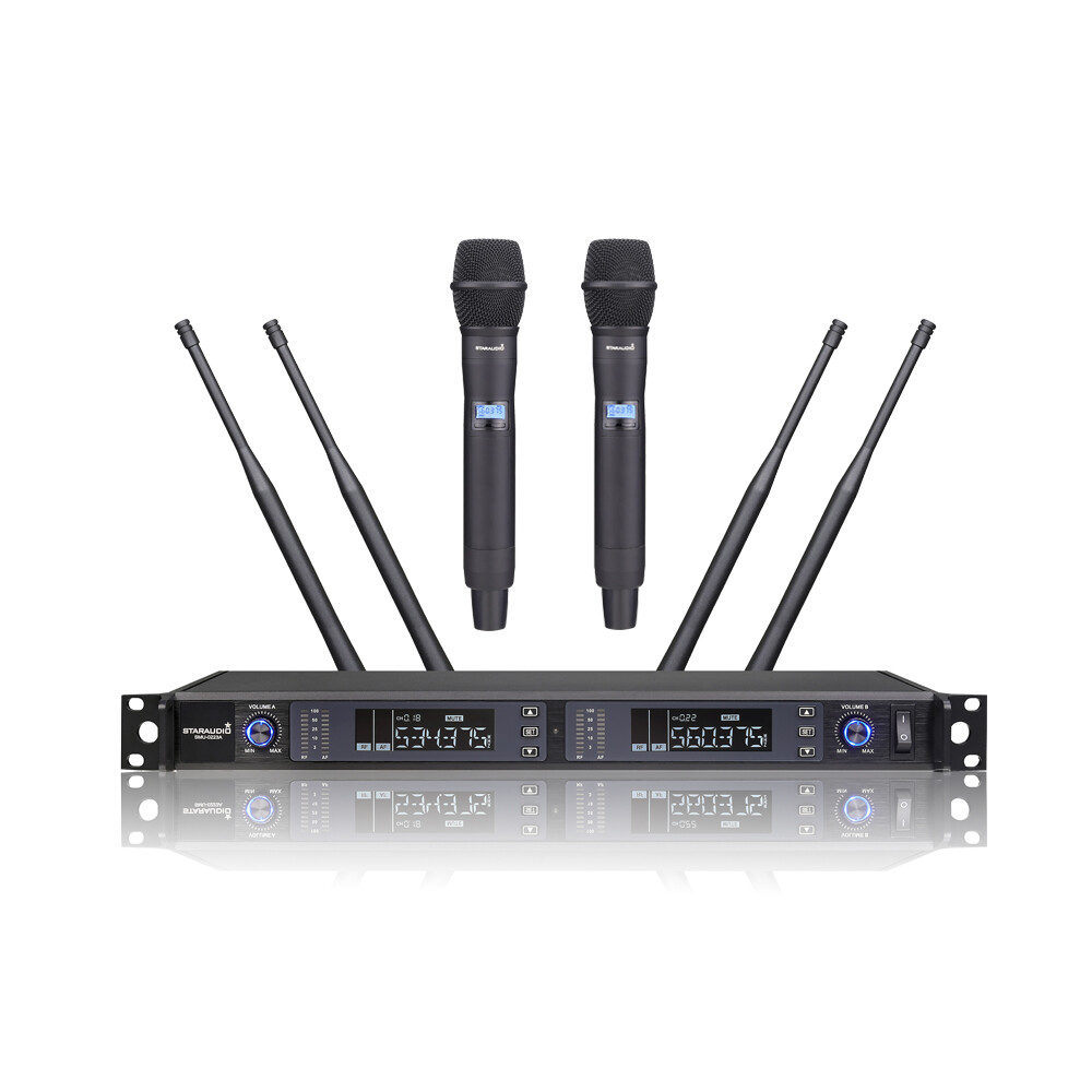 Wireless UHF Microphone System 2CH Handheld Karaoke Microphones Church KTV Mic
