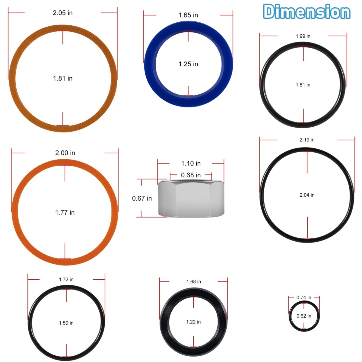 6803329 for Bobcat 444 500 540 642 643 741 7137769 Hydraulic Cylinder Seal Kit