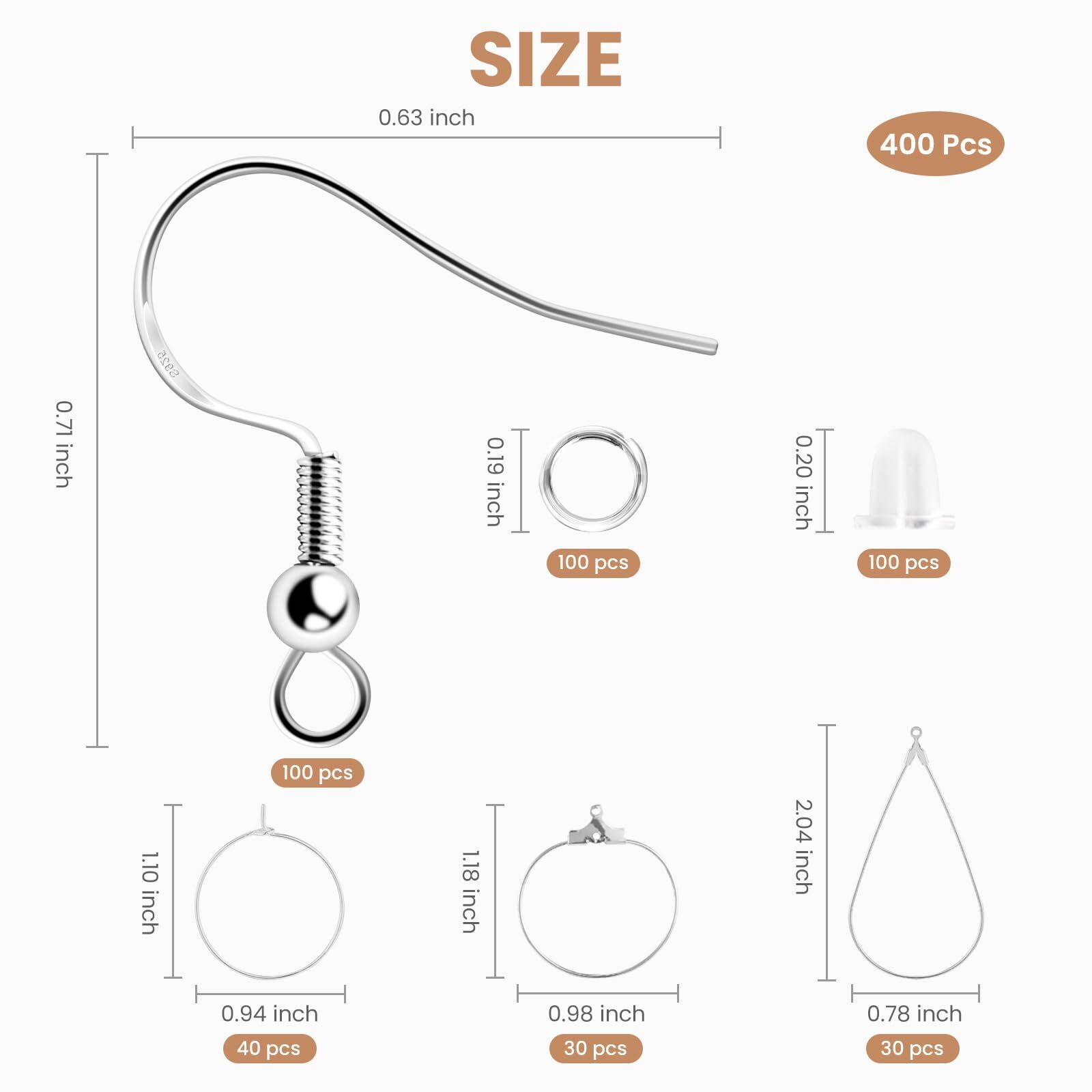 400 Piece Earring Making Kit Includes Hooks Rings and Backs for Jewelry Making