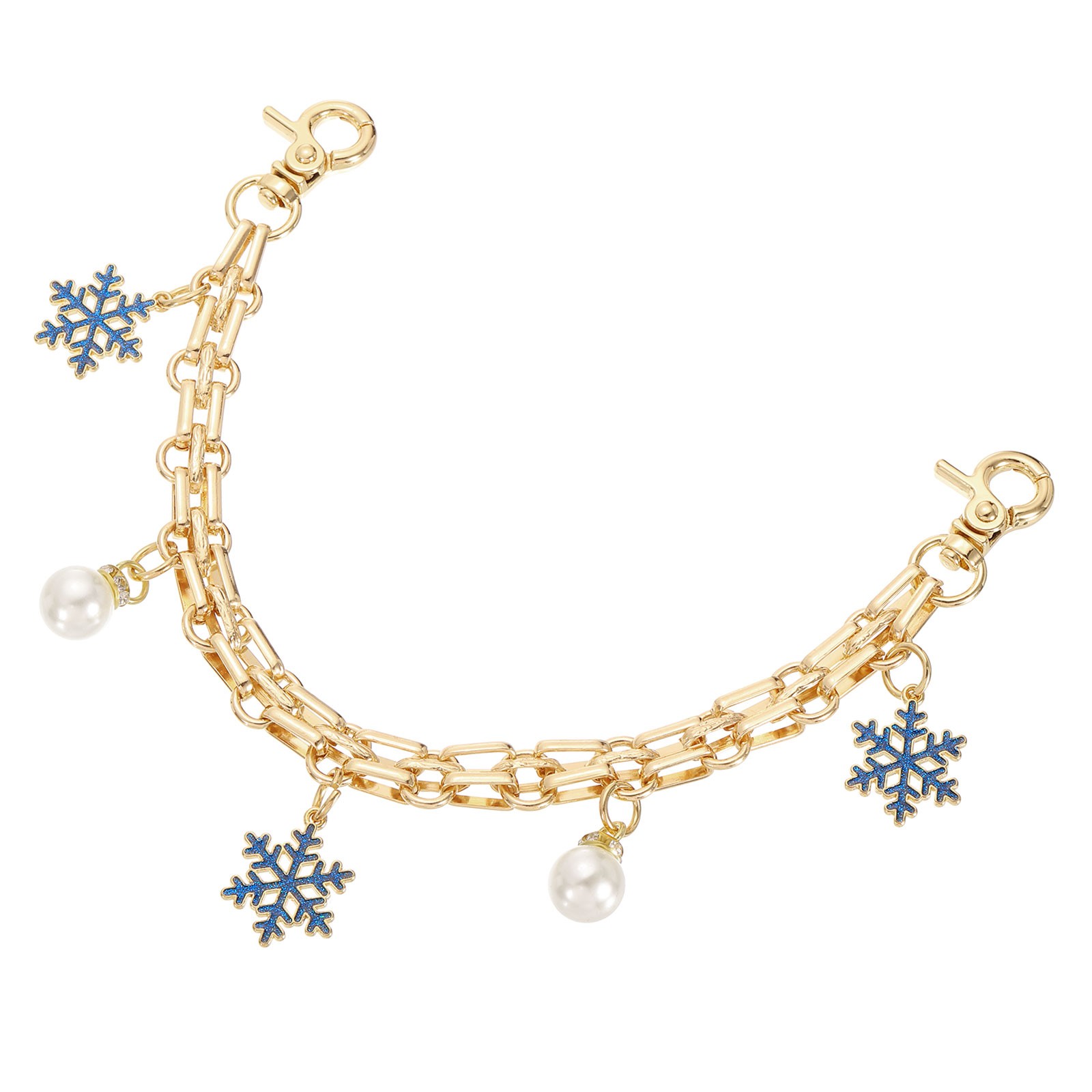 1Pcs 10" Snowflake Pearl Pendant Handbag Chain Strap, Blue