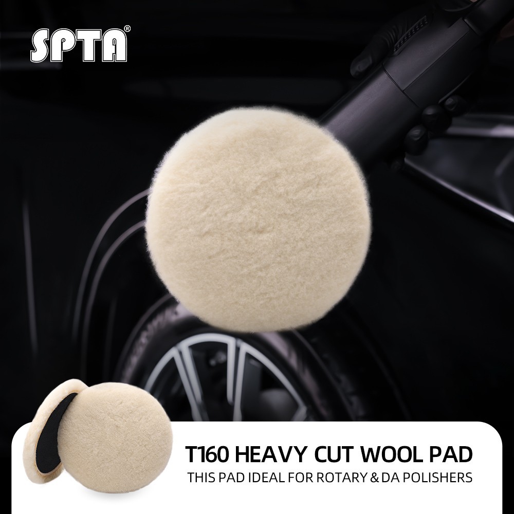 SPTA 1Pc 5 Inch Wool Buffing Polishing Cutting Pad for Car Polisher Compounding