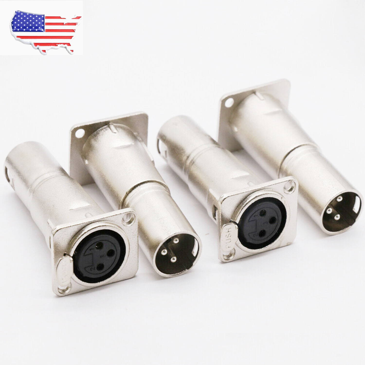 3Pin XLR Female - XLR Male Feed/Pass Thru Connector Adapter For D Panel Mounting