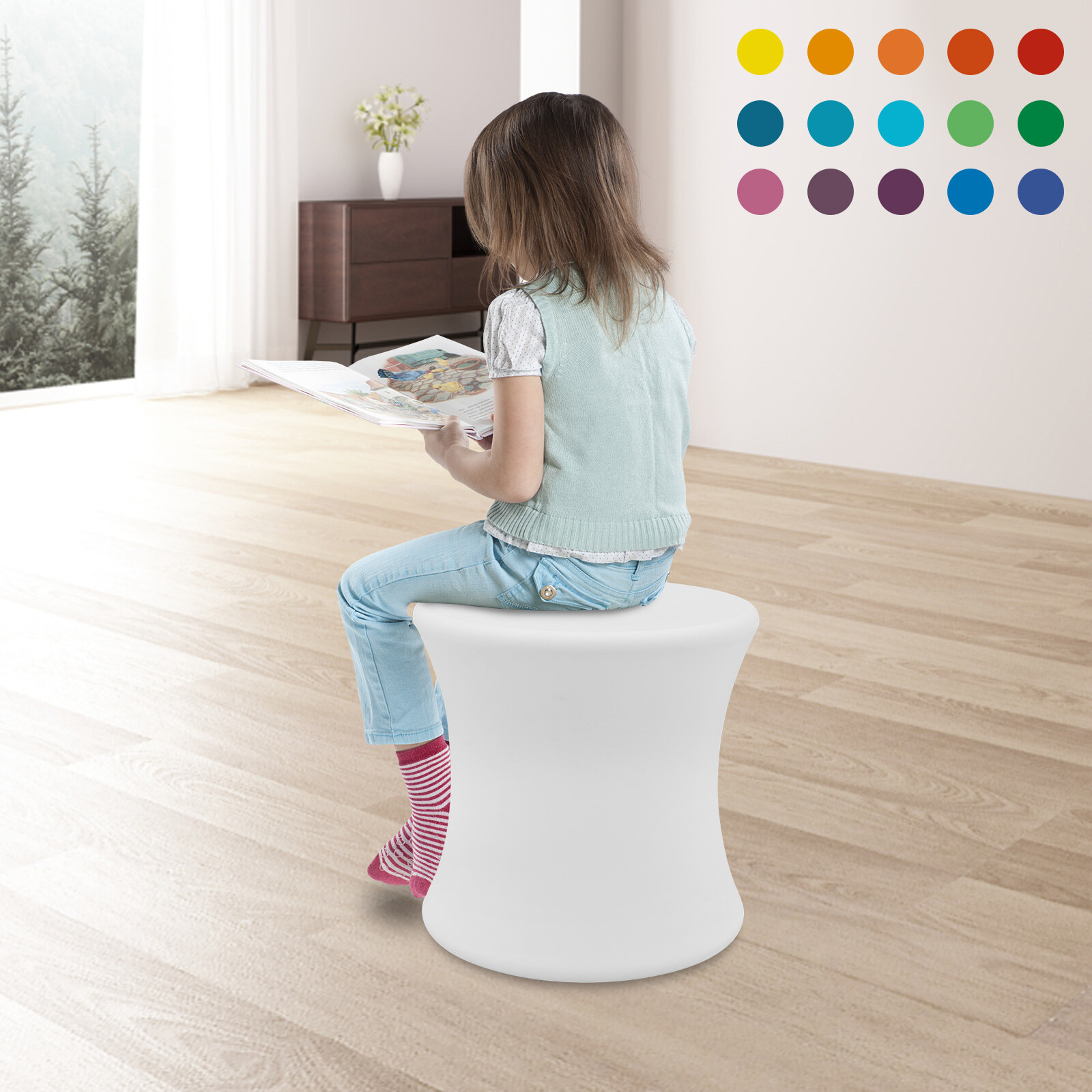 16" Color-Changing Lighting Chair Rechargeable LED Light Up Stool Cube 16 RGB！