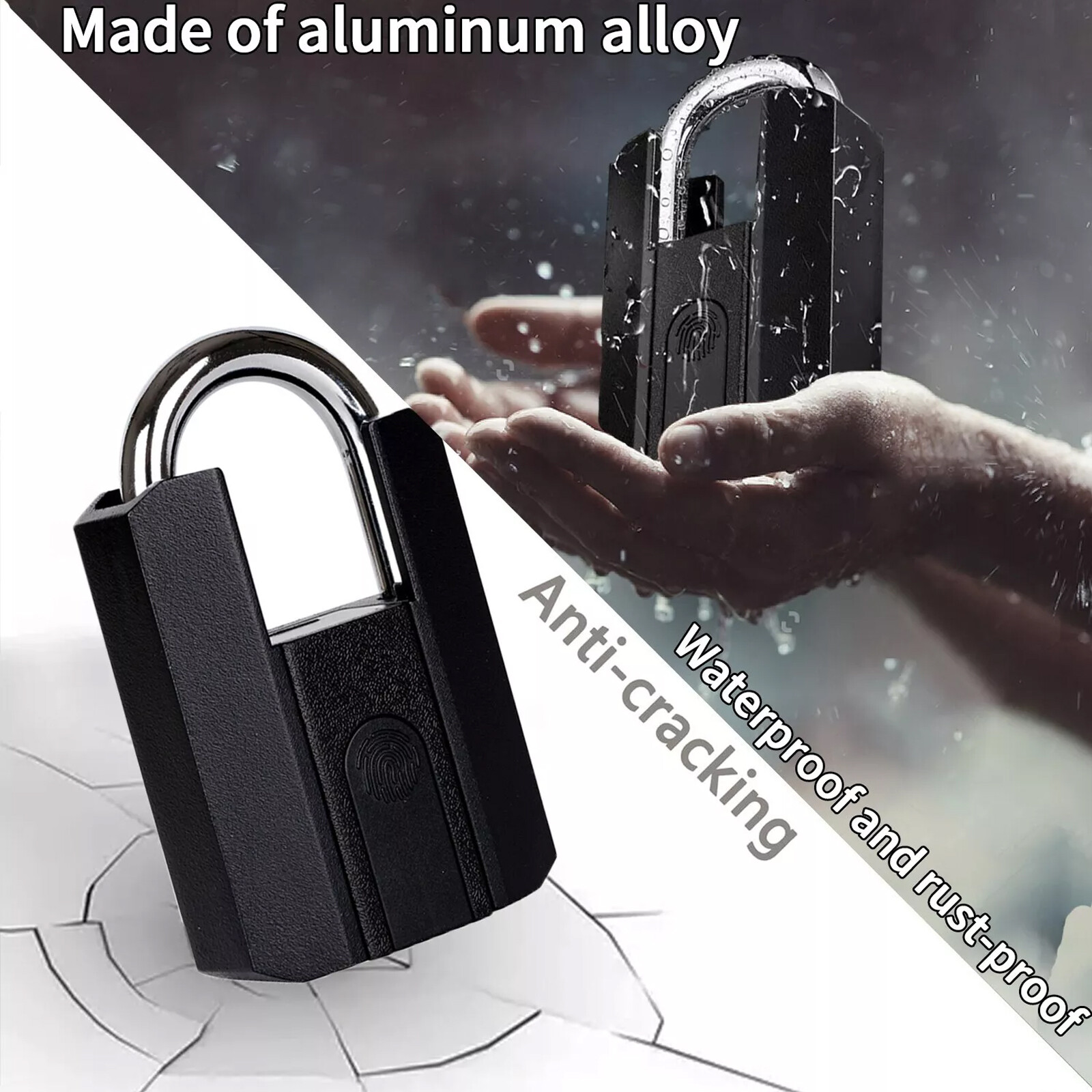 Smart Fingerprint Door Lock Keyless Padlock Security USB Rechargeable