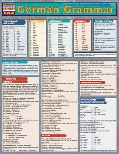 German Grammar (Quickstudy: Academic) - Pamphlet By BarCharts, Inc. - GOOD