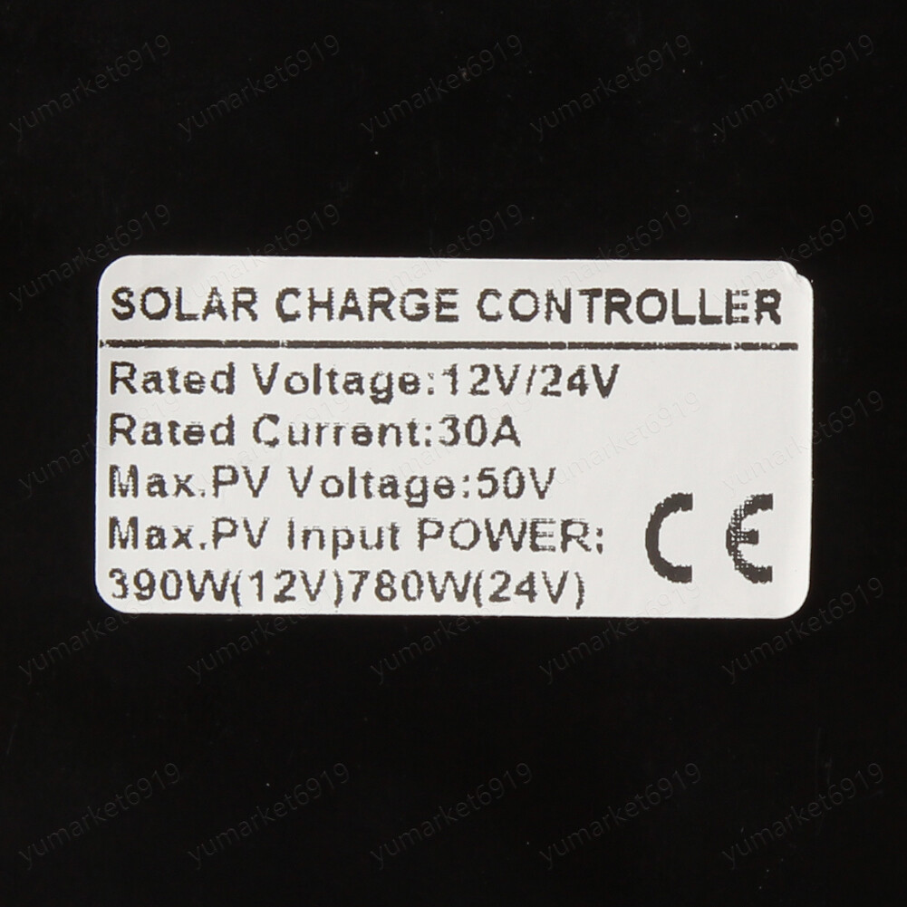 30A PWM Solar Panel Charge Controller 12/24V Auto LCD Display Dual USB Timer Set