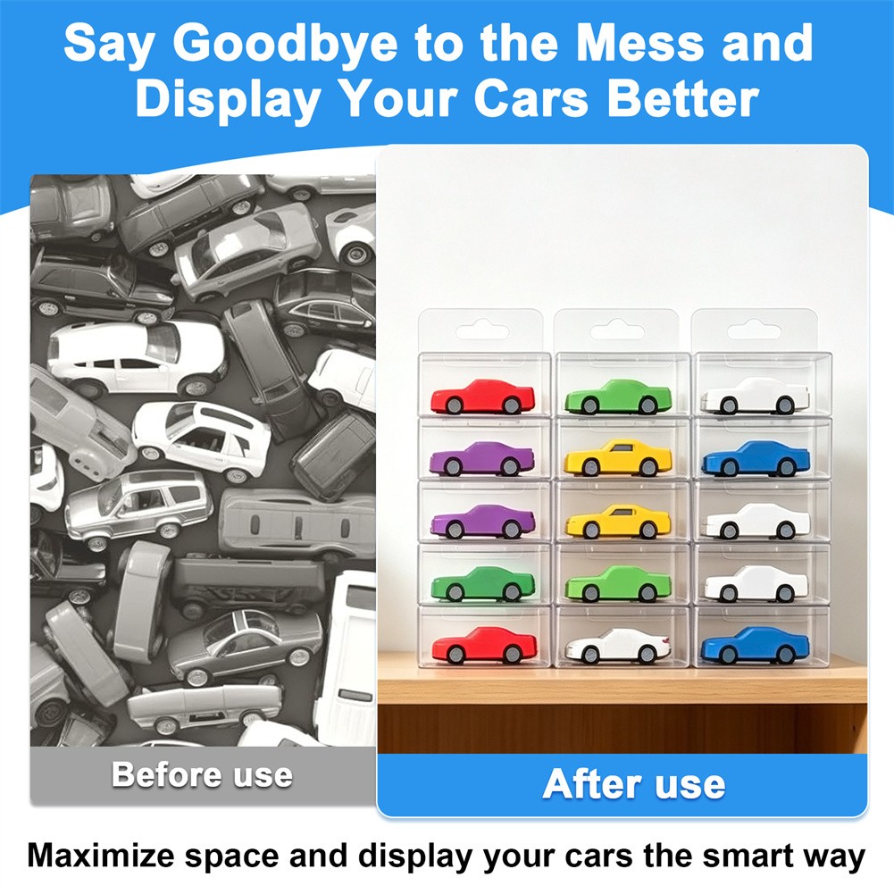 50PCS Wall Hanging Display Case Storage Box Protector For 1:64 Scale Diecast Car