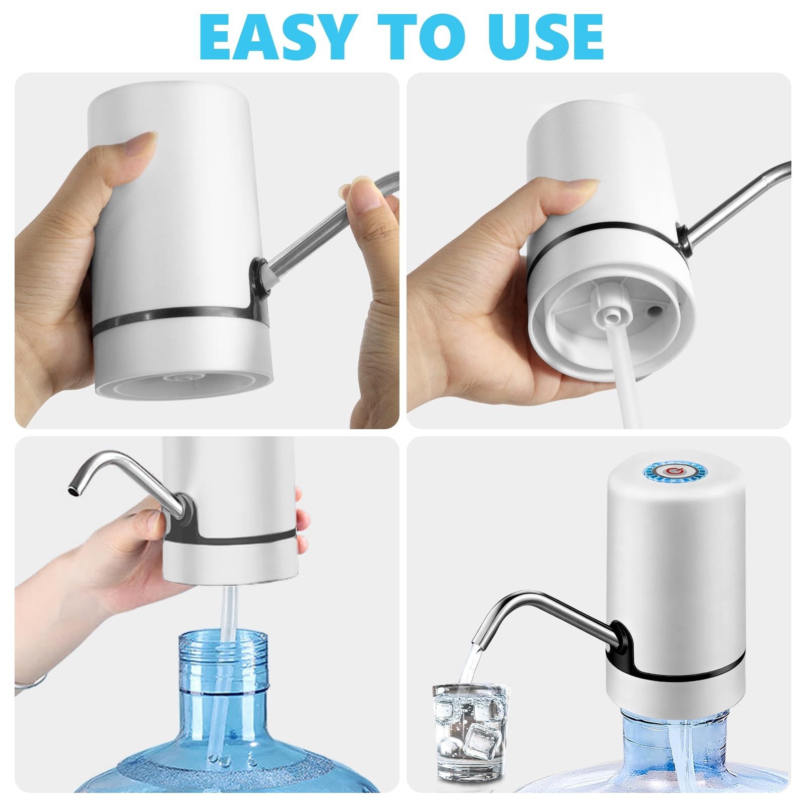Water Dispenser Pump- 2-6 Gallon USB Rechargeable Portable, Electric Water Pu...