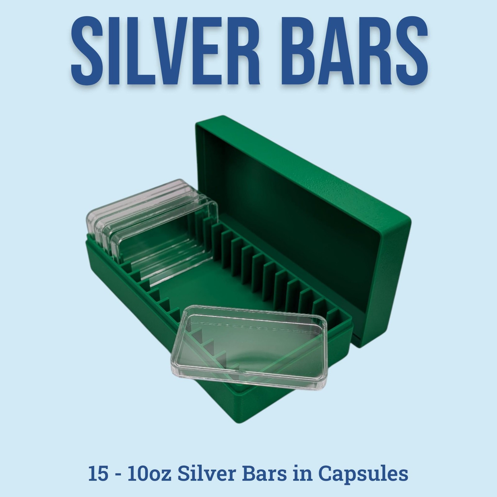 10oz Silver Bar Capsule Box - 15 Slot - Direct Fit Air-Tite - 3D Printed