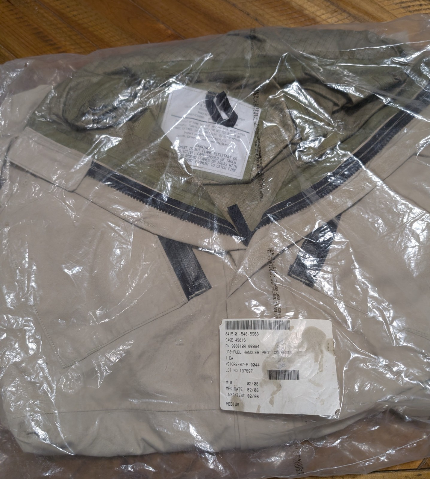 NEW US Military JP-8 Fuel Handler Coveralls MED Tan NSN 8415-01-548-5968