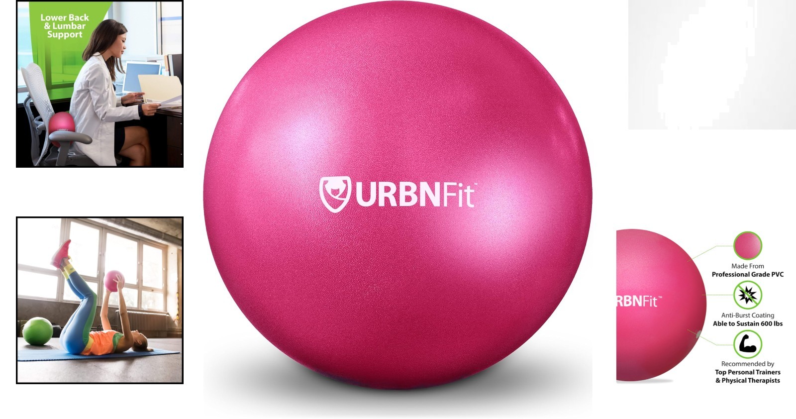9” Multi-Use Mini Exercise Ball - Perfect for Core, Yoga, & Prenatal Workouts