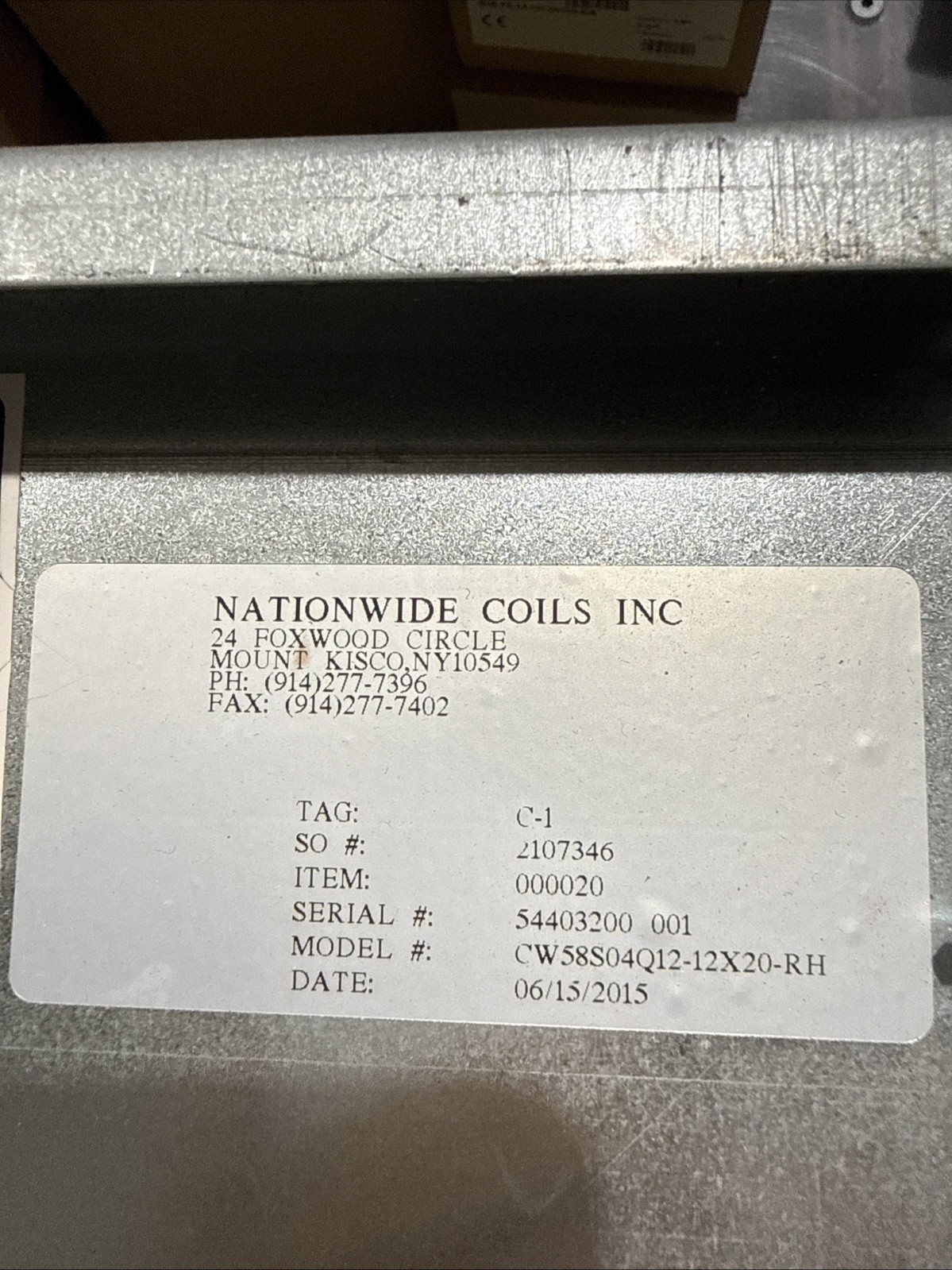 NATIONWIDE COILS CW58S04Q12-12x20-RH HEAT EXCHANGER