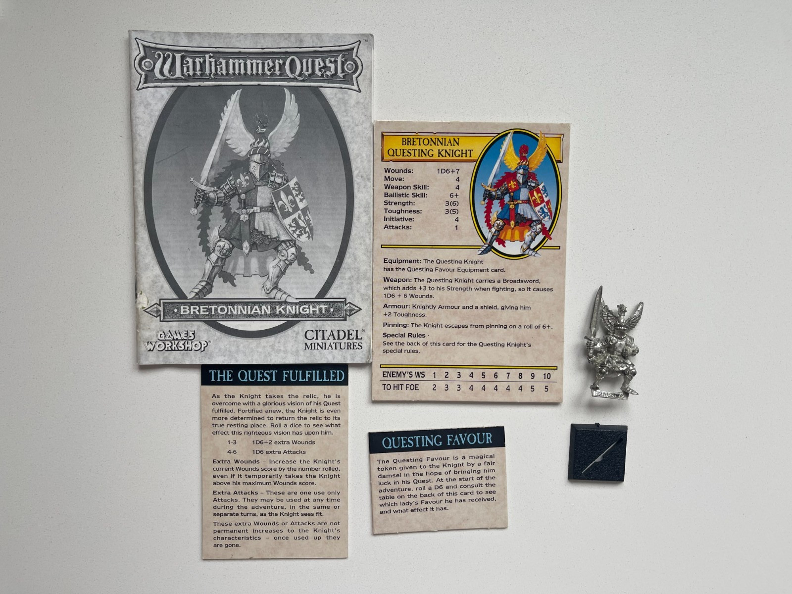 Bretonnian Questing Knight Warrior Character Pack No Box | Warhammer Quest 1995