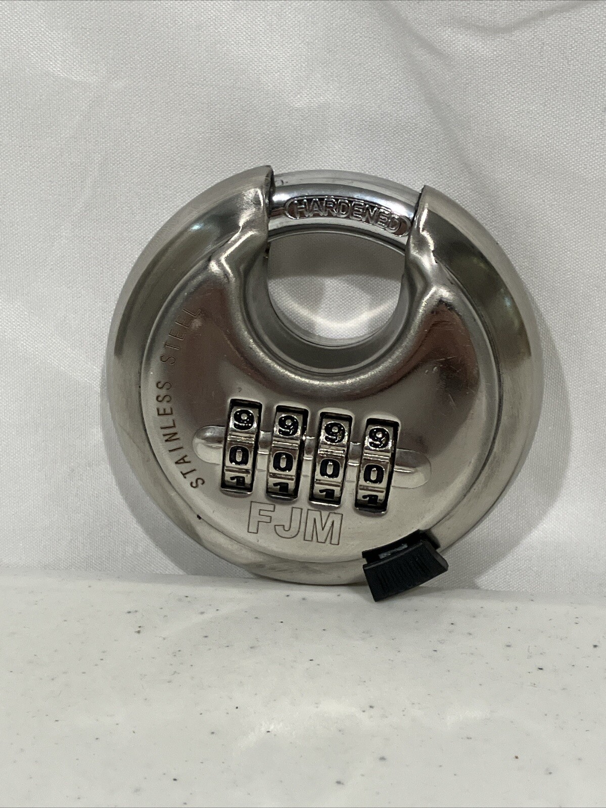 FJM SX790 Combination Disc Padlock Stainless Steel 4 Number Resettable No Keys
