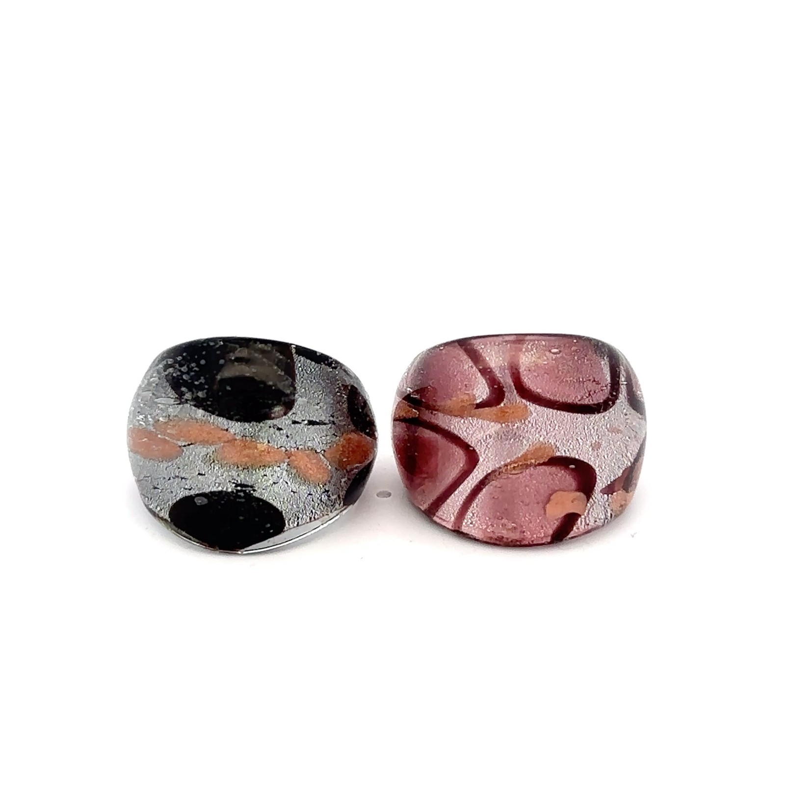 Murano Hand Blown Art Glass Rings (Lot Of 2) Size 8.25