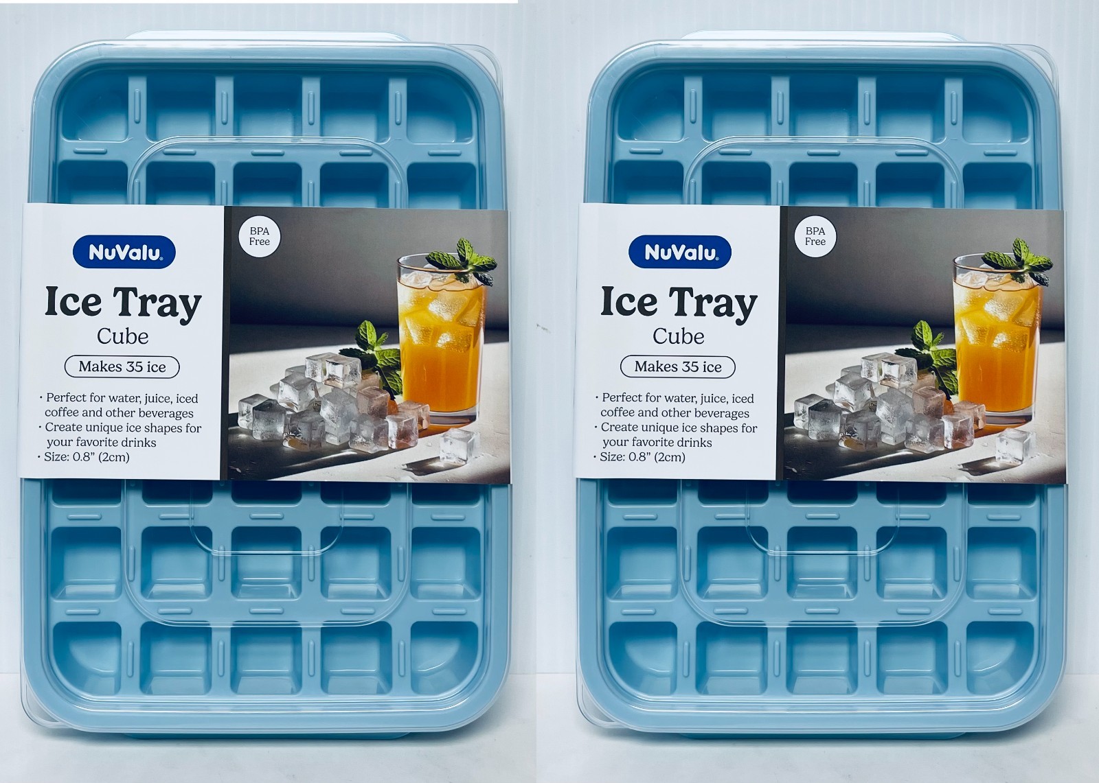 Ice Cube Tray with Lid, 2 Pk 2X35 Cubes Durable Stackable Ice Tray Made in Korea