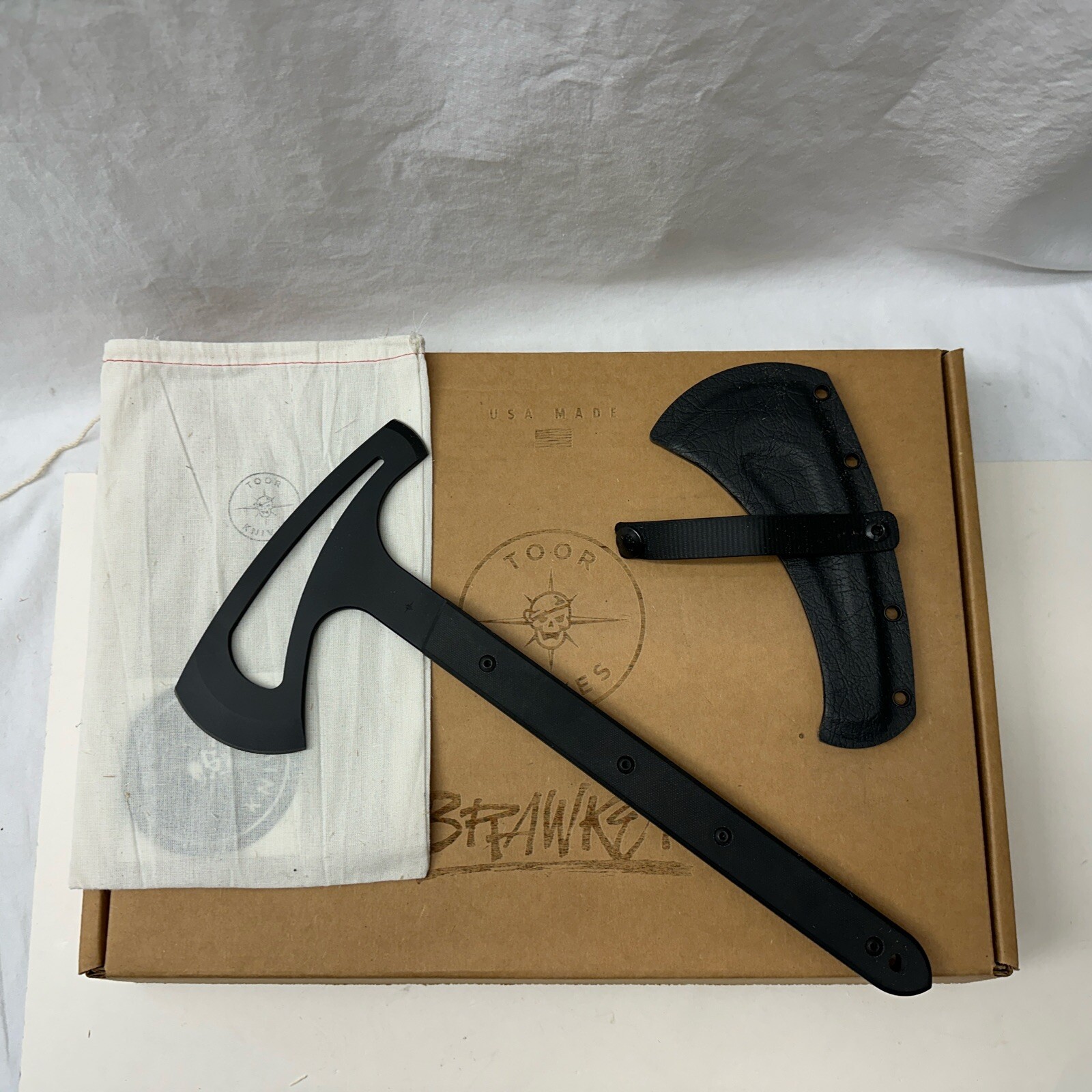 Rare Toor Knives Brawker Hatchet Axe Tomahawk Shadow G10 Black Kydex Sheath