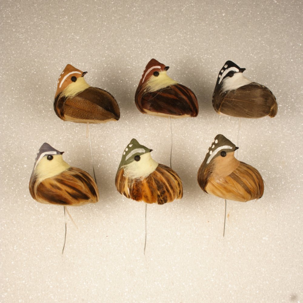 12 Artificial Bird Tuck Tiki Floral 2" Long 12005816