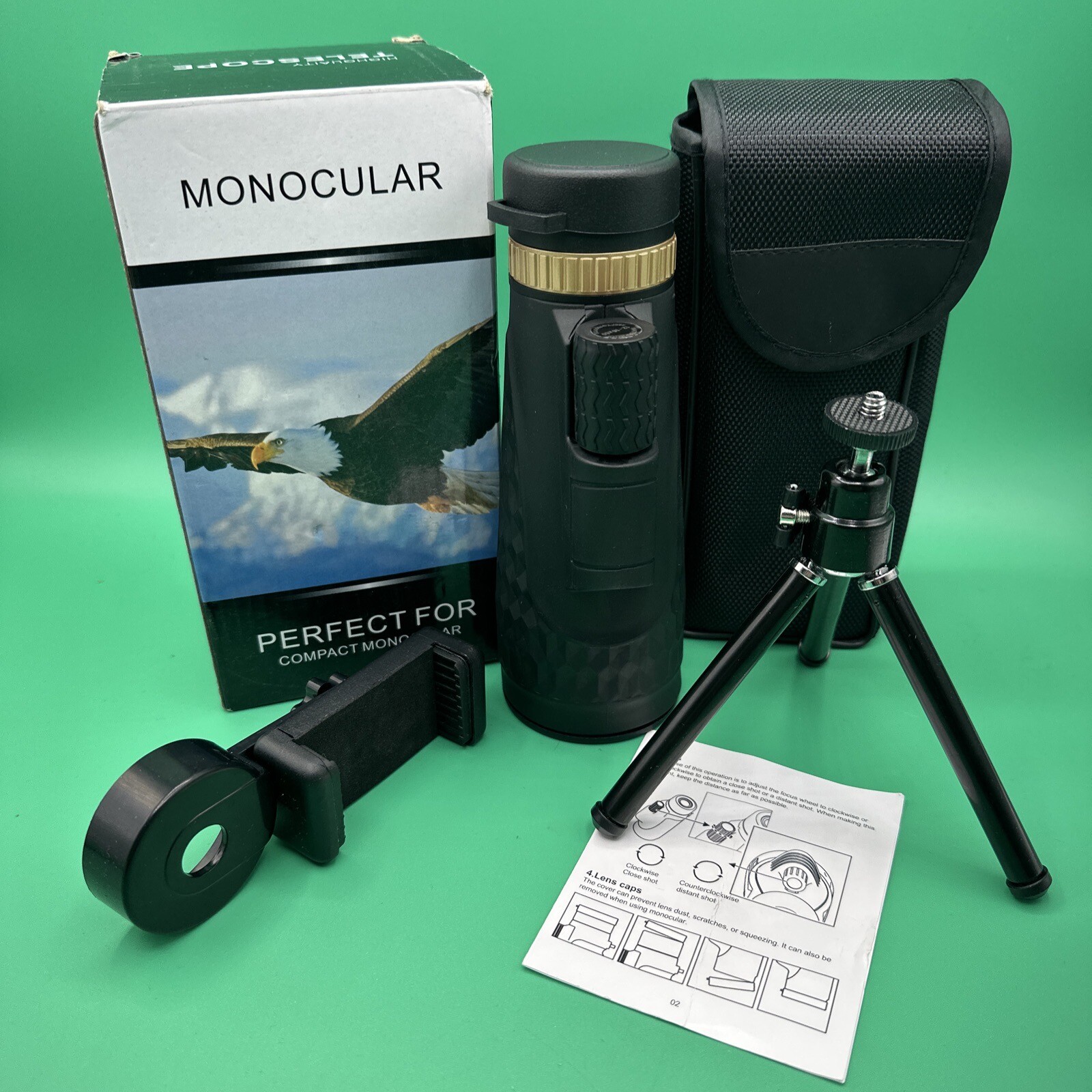 Monocular Telescope (12~16X60) High Power w Quick Smartphone Holder &Tripod NEW