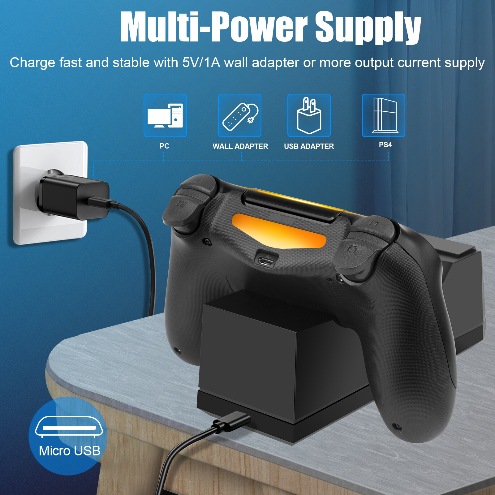 Controller Charging Station Dock for PlayStation 4 PS4 Controller Charger Stand