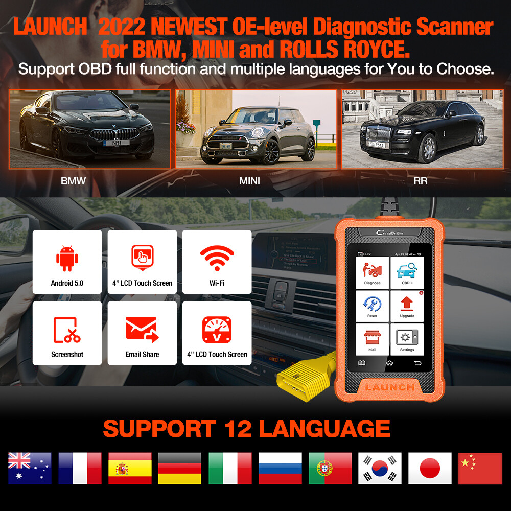 LAUNCH Creader Elite for BMW Car All System Diagnostic Scanner OBD2 Code Reader!