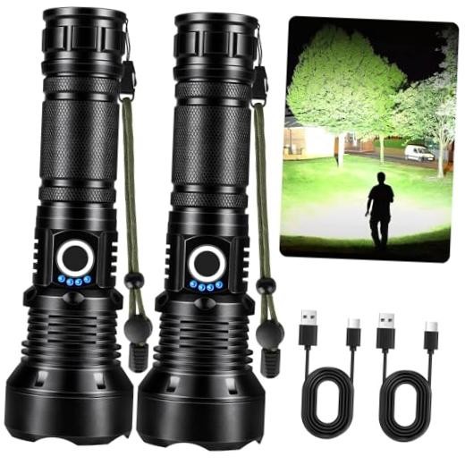Flashlights High Lumens Rechargeable 90,000 Lumens Super Bright 2 Pack