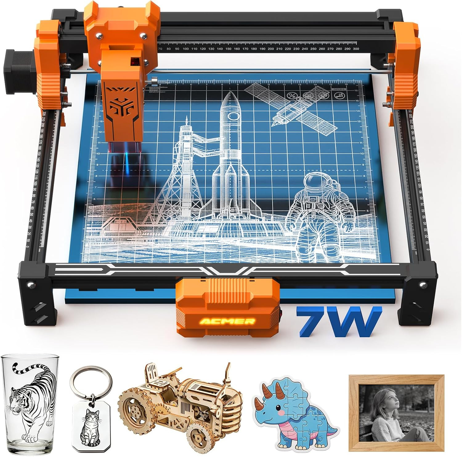 Laser Engraver Machine, Upgrade S2 7000Mw Laser Cutter, 0.01Mm Precision, 300×30
