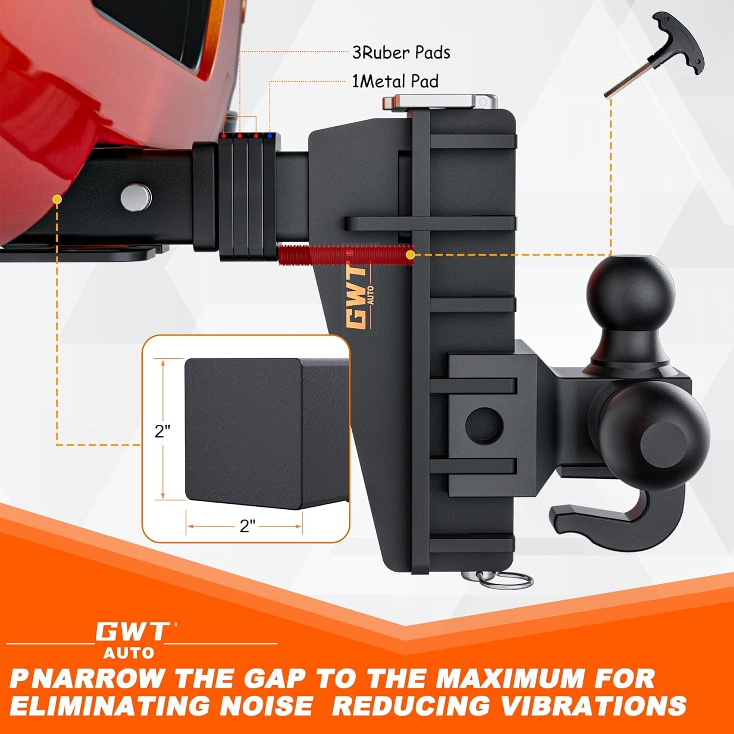 Trailer Hitch Fits 2 Inch Receiver 6 Inch Adjustable Drop Hitch 17000LBS Solid