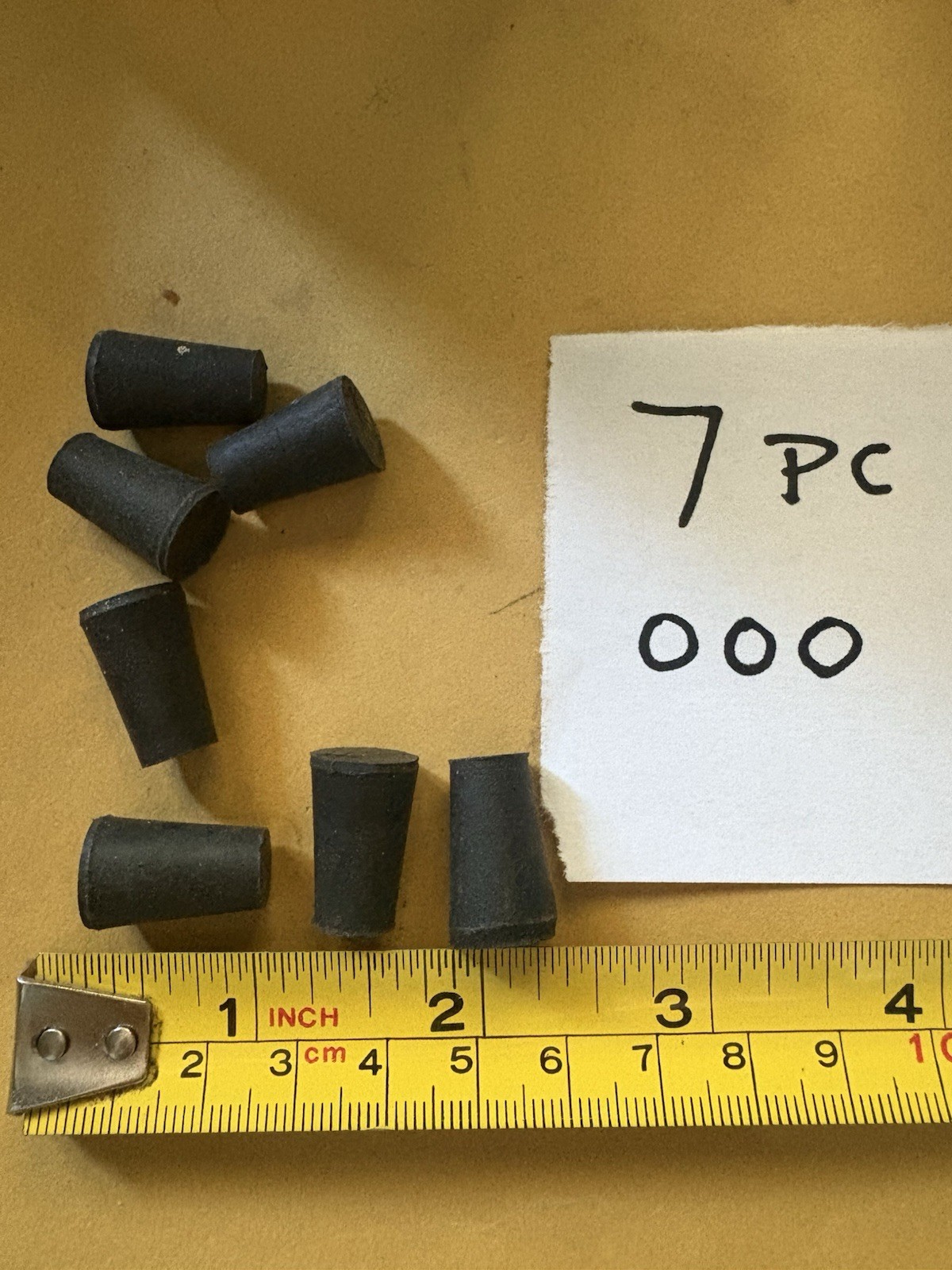 7 Pc #000 RUBBER LABORATORY STOPPER Black Rubber Bung Cap for Lab Glass
