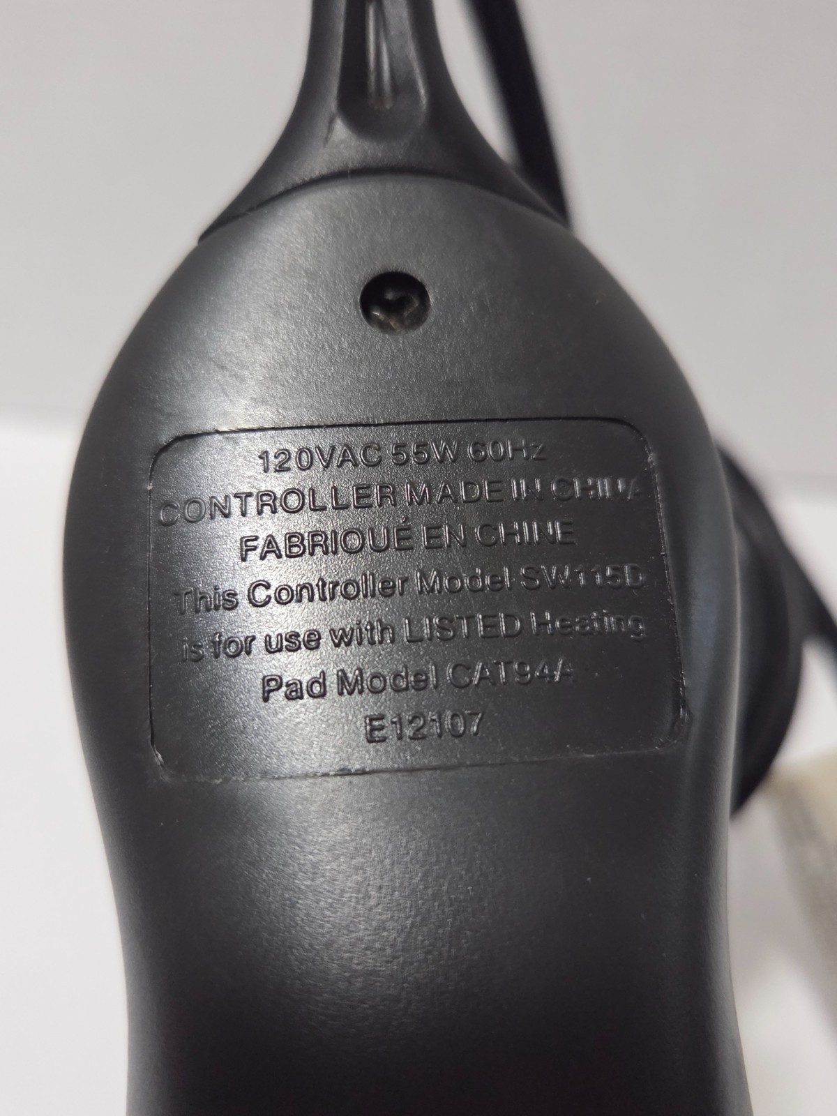 Sunbeam SW115D CAT94A E12107 Heating Pad Power Controller 4-Prong / Tested