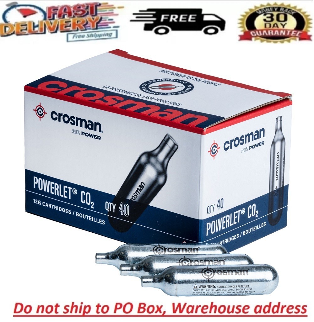 Crosman CO2 Cartridges 40 Cartridge Tank BB Pellet Airsoft Gun Gas12 Gram Bullet