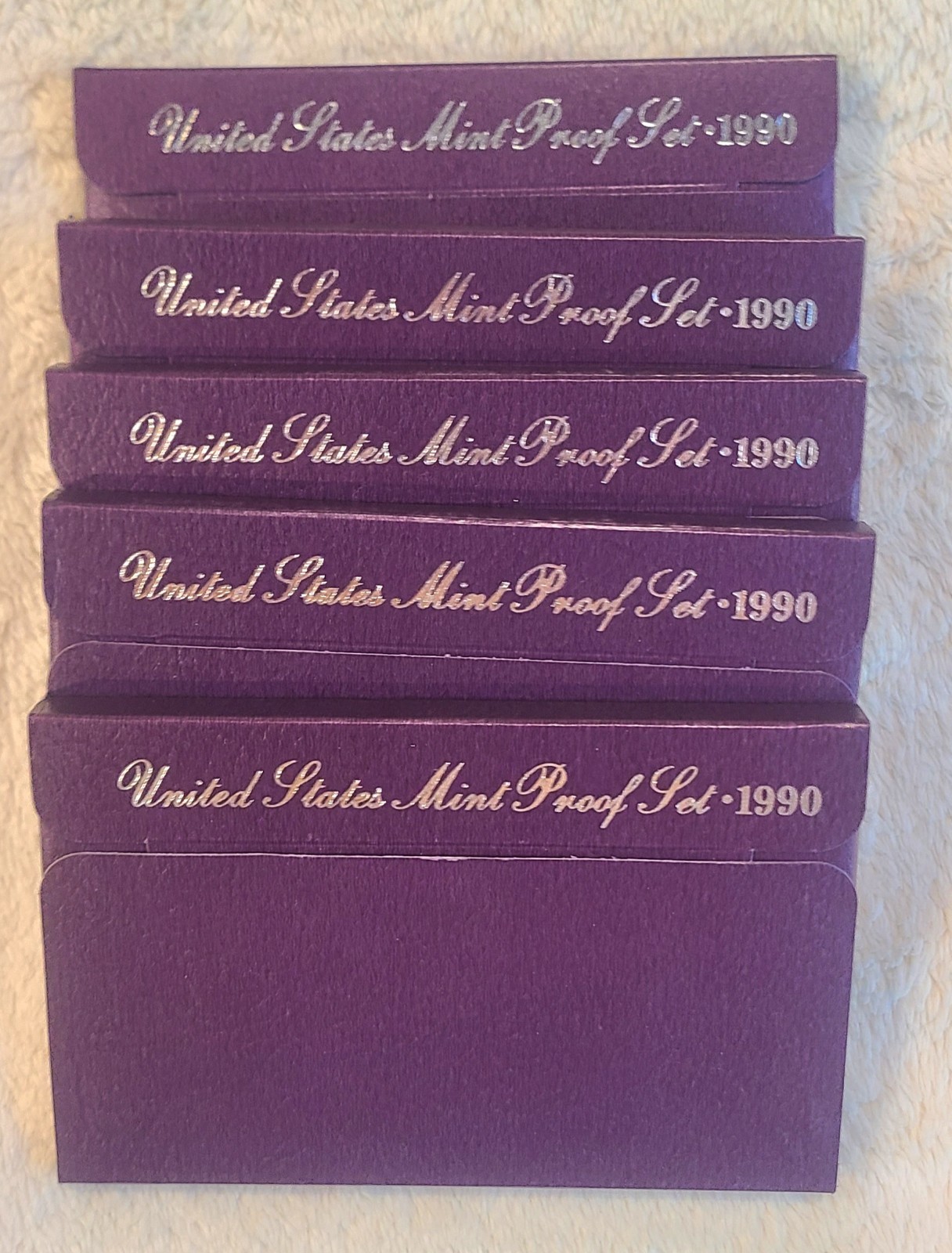 5 Set Lot - 1990-S United States Proof Set.  In Box of Issue.   Ultra Cameos OGP
