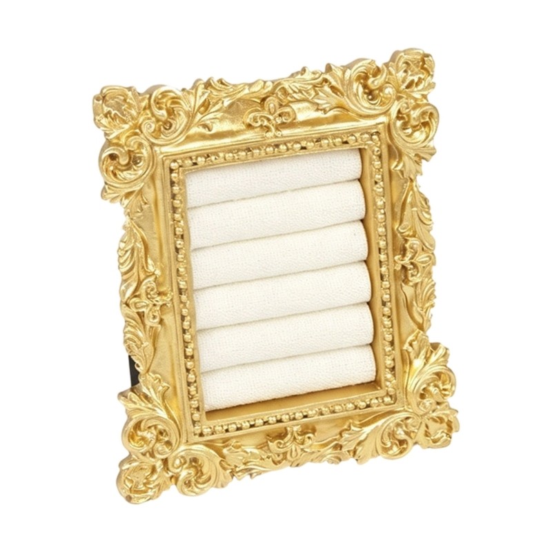 Vintage Ring Display Tray with Four Padded Rows for Vanity Counters
