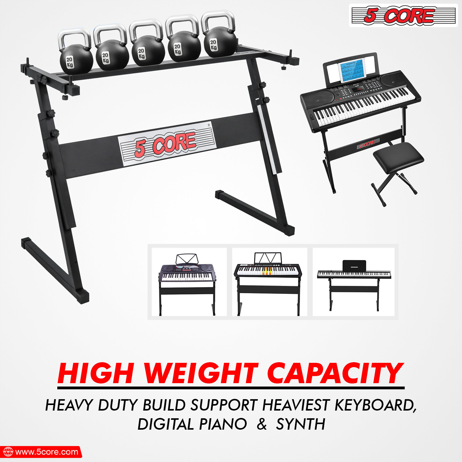 5Core Piano Keyboard Z-Style Stand Electronic Organ Rack Folding Adjustable