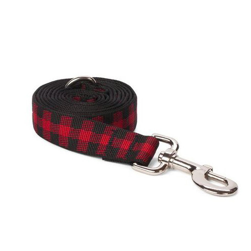 Fabdog Large Red Buffalo Check Leash NEW with tags Five foot lead length 1" wide