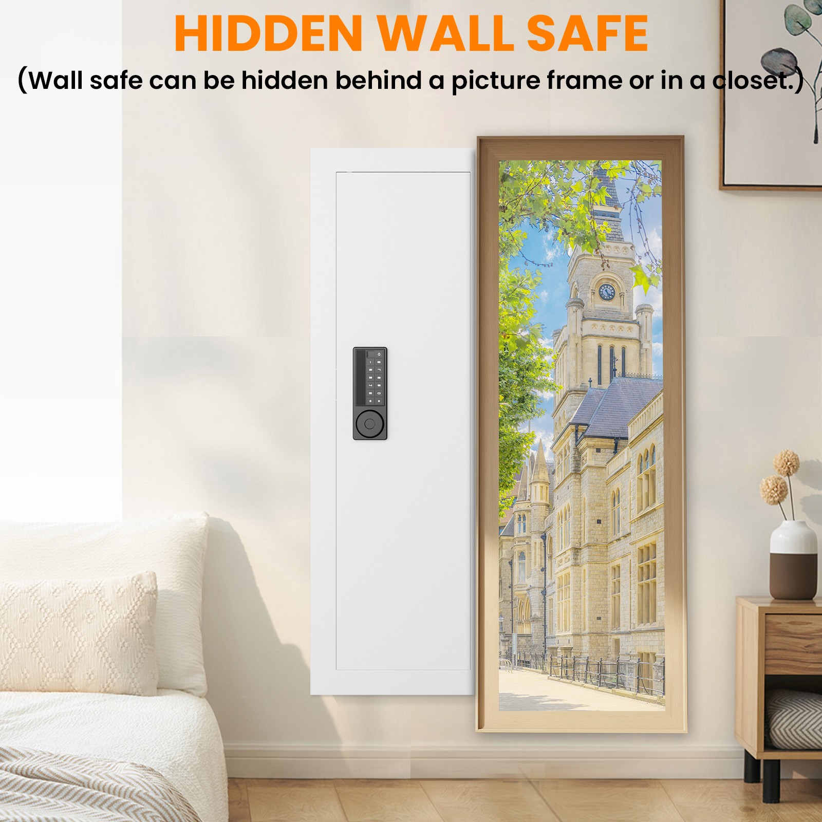 Secondhand 47.24" Wall Hidden Safe with Removable Pegboard & Adjustable Shelve