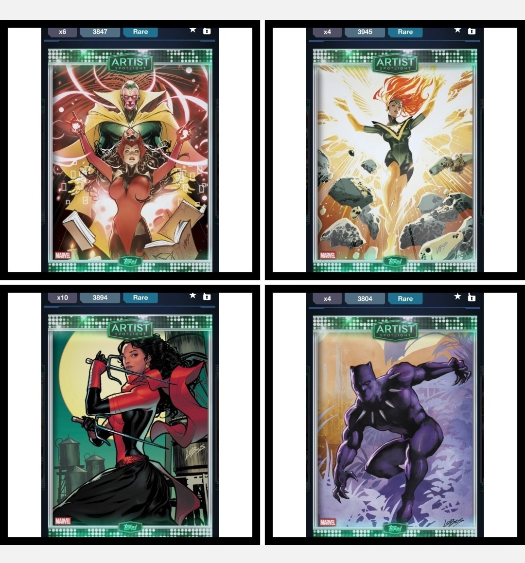 DIGITAL CARDS - Topps Marvel Collect Spotlight Villalobos lot of 4 Rare cards