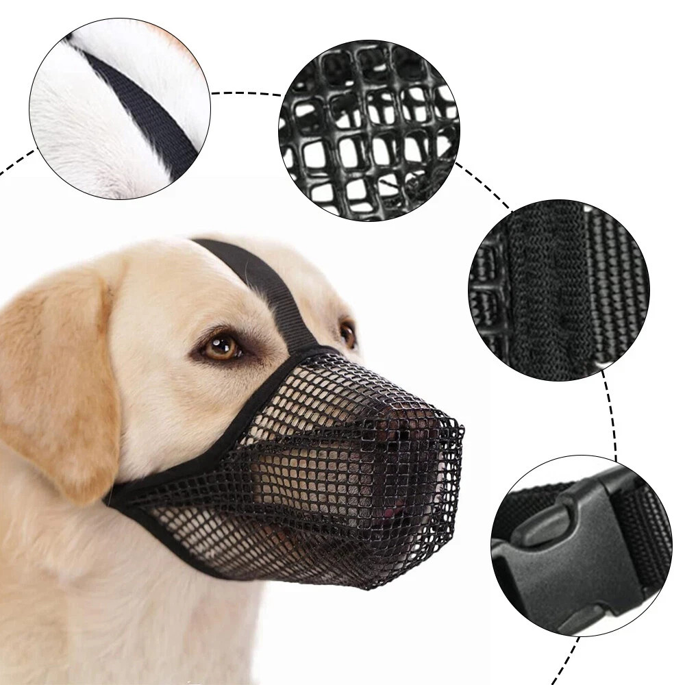 Pet Dog Muzzle Anti-lick Anti-Biting Chewing Bark Licking Mouth Cover Mesh Mask