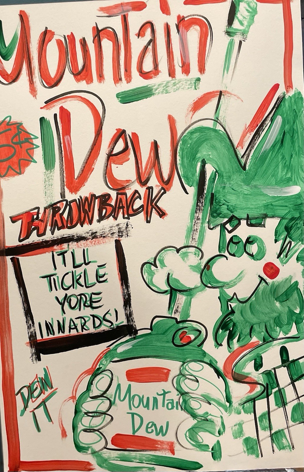 Mountain Dew Throwback Advertising Sign "It'll Tickle Yore Innards!" Soda #2