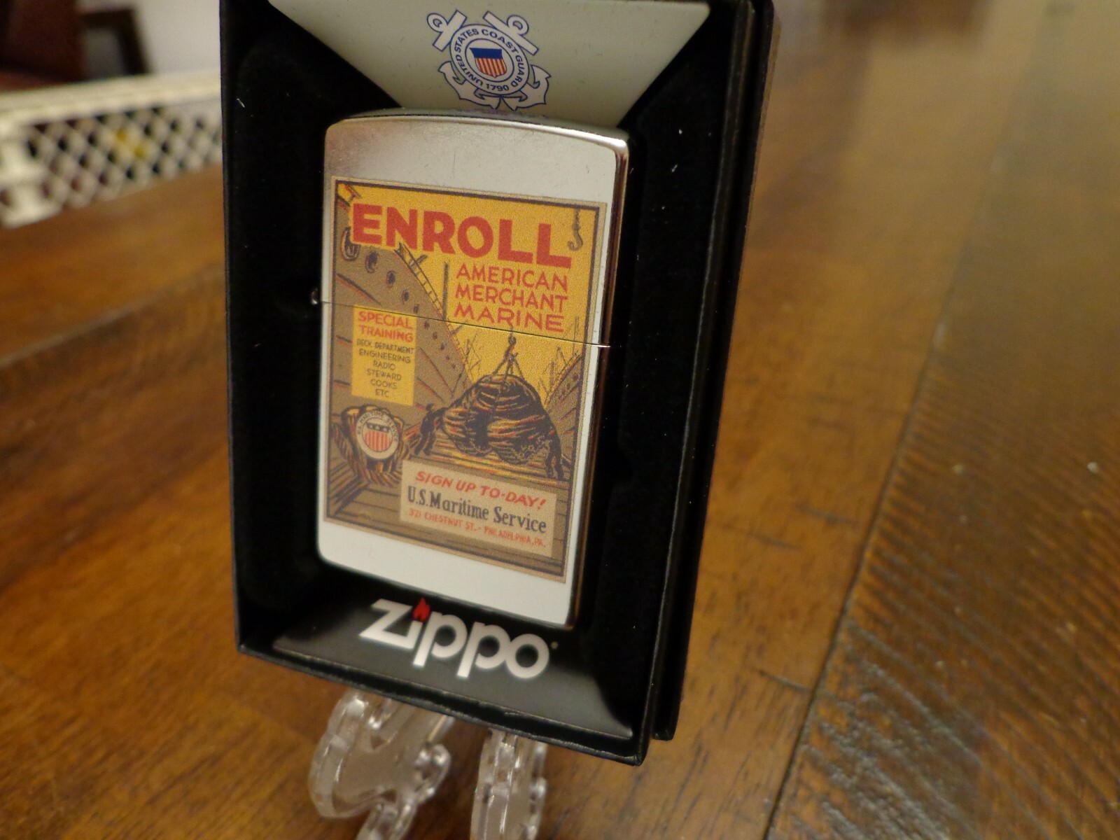 ENROLL AMERICAN MERCHANT MARINE USCG WWII POSTER ZIPPO LIGHTER