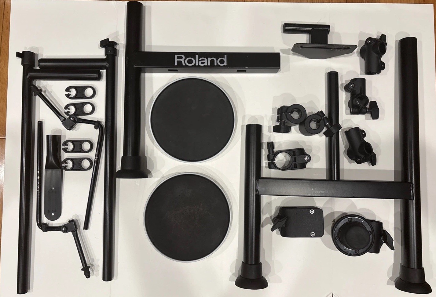 Roland TD-4KP2 Mounting Hardware, 2 Drums, Brackets, and Clamps Lot