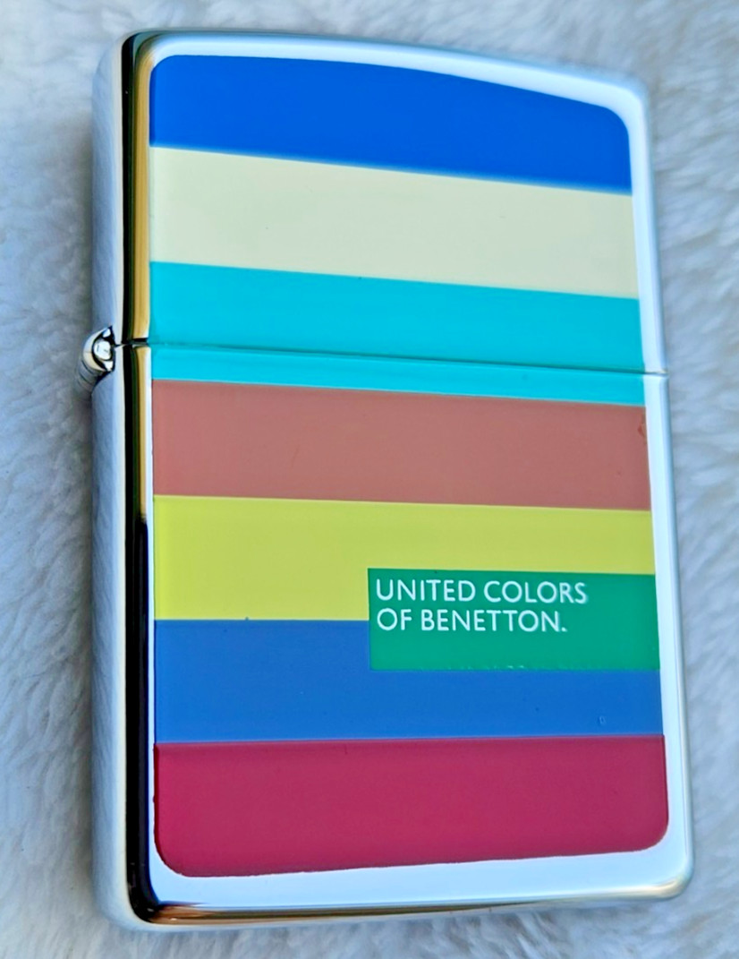 Zippo Lighter 1997 United Colors of Benetton: Rainbow, New in Label Tin & Sleeve