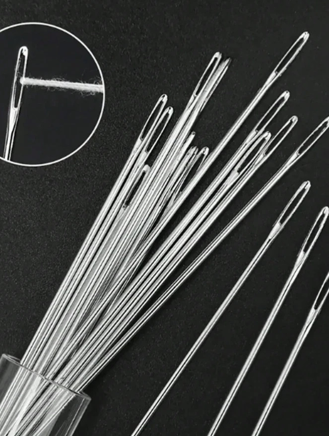 15-Pieces Big Eye Needle Set for Hand Sewing, Includes Needle Bottle