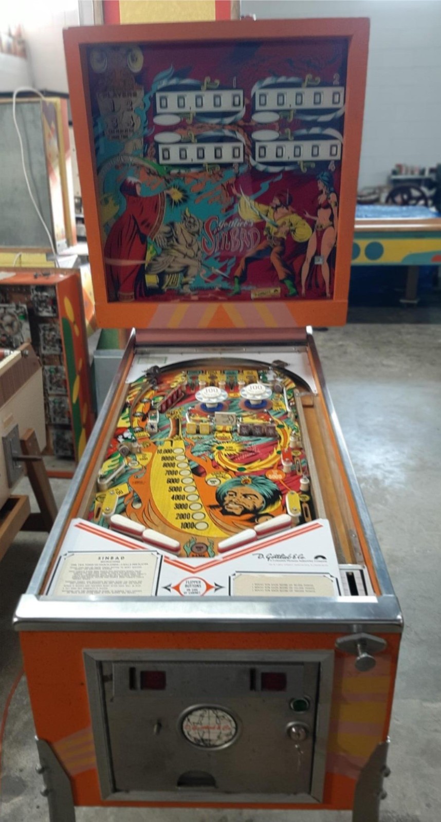 1978 Gottlieb Sinbad 4 Player Electro-Mechanical Pinball Only 950 Made WI 53172