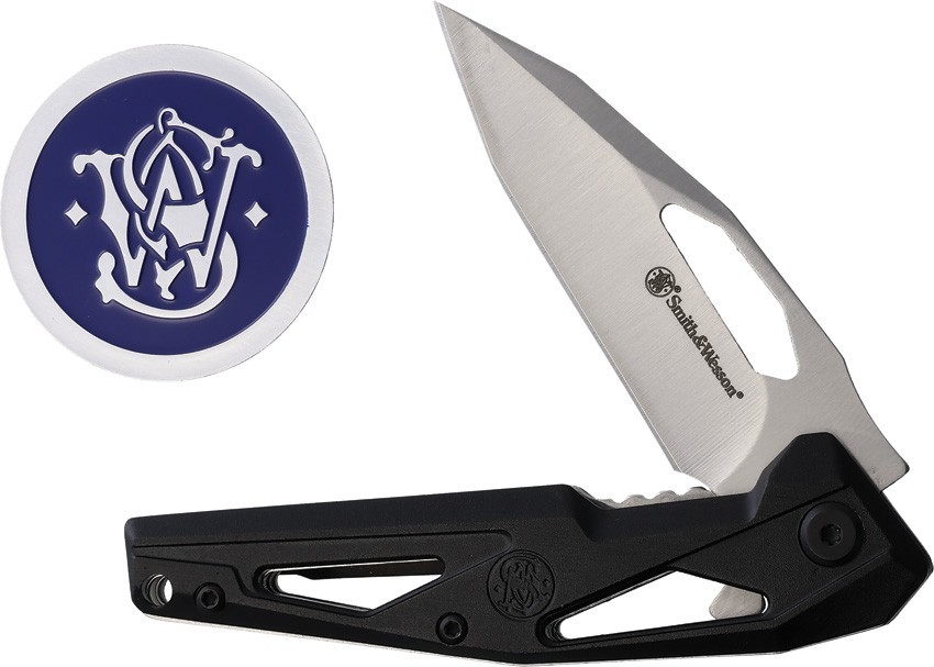 Smith & Wesson Linerlock with Challenge Coin 3.0" Stainless Polymer Folding