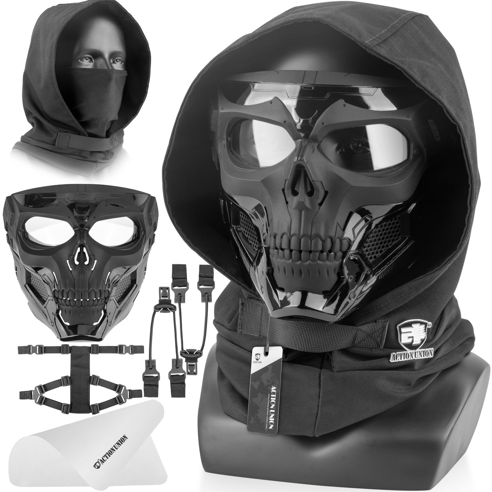 ACTIONUNION Airsoft Mask Full Face Skull One Size, Black/BCP Pro/Tan/CP Pro